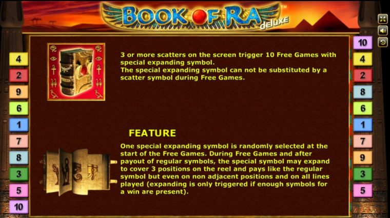 ฟีเจอร์พิเศษในเกมสล็อตBook of Ra Deluxe