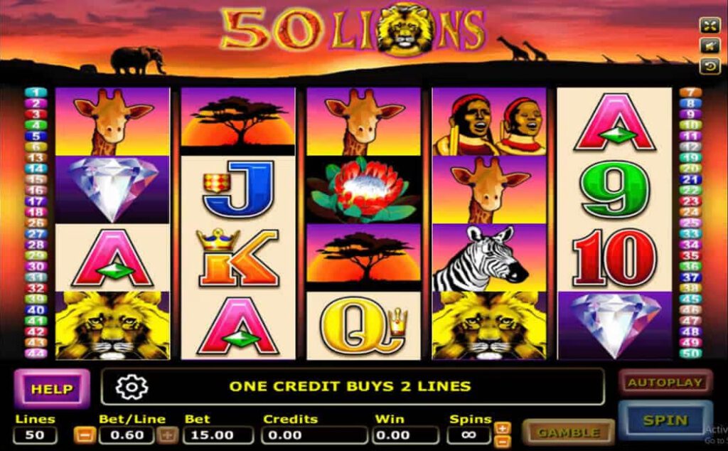 สัญลักษณ์ของเกม 50 Lions