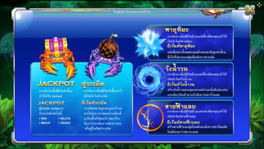 ฟีเจอร์พิเศษในเกมสล็อต Fish Haiba