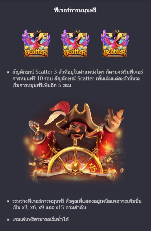 ฟีเจอร์โบนัสของ Slot PG Captain’s Bou