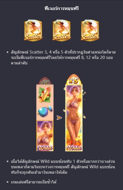 ฟีเจอร์โบนัสของ Slot PG Bikini Paradise