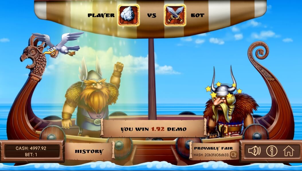 Rock vs Paper Viking’s mode Evoplay เล่นผ่านเว็บ xoslot247